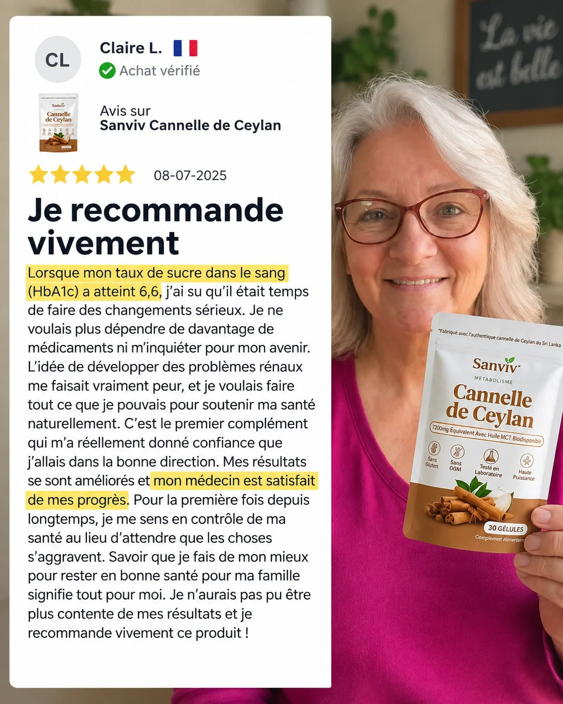 Sanviv – Cannelle de Ceylan, équivalent à 7 200 mg avec huile MCT