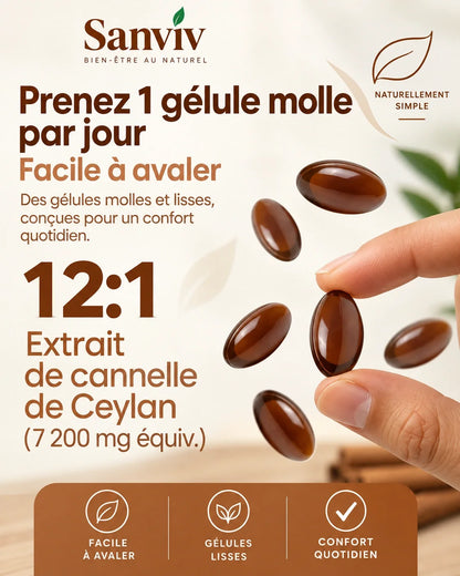 Sanviv – Cannelle de Ceylan, équivalent à 7 200 mg avec huile MCT