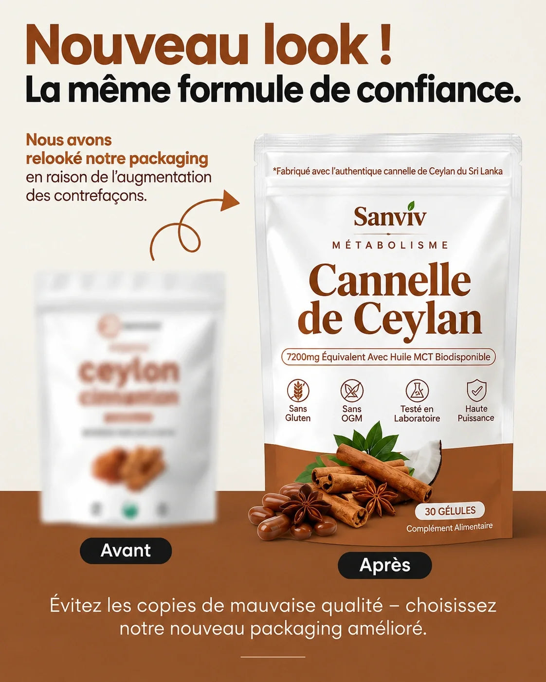 Sanviv – Cannelle de Ceylan, équivalent à 7 200 mg avec huile MCT