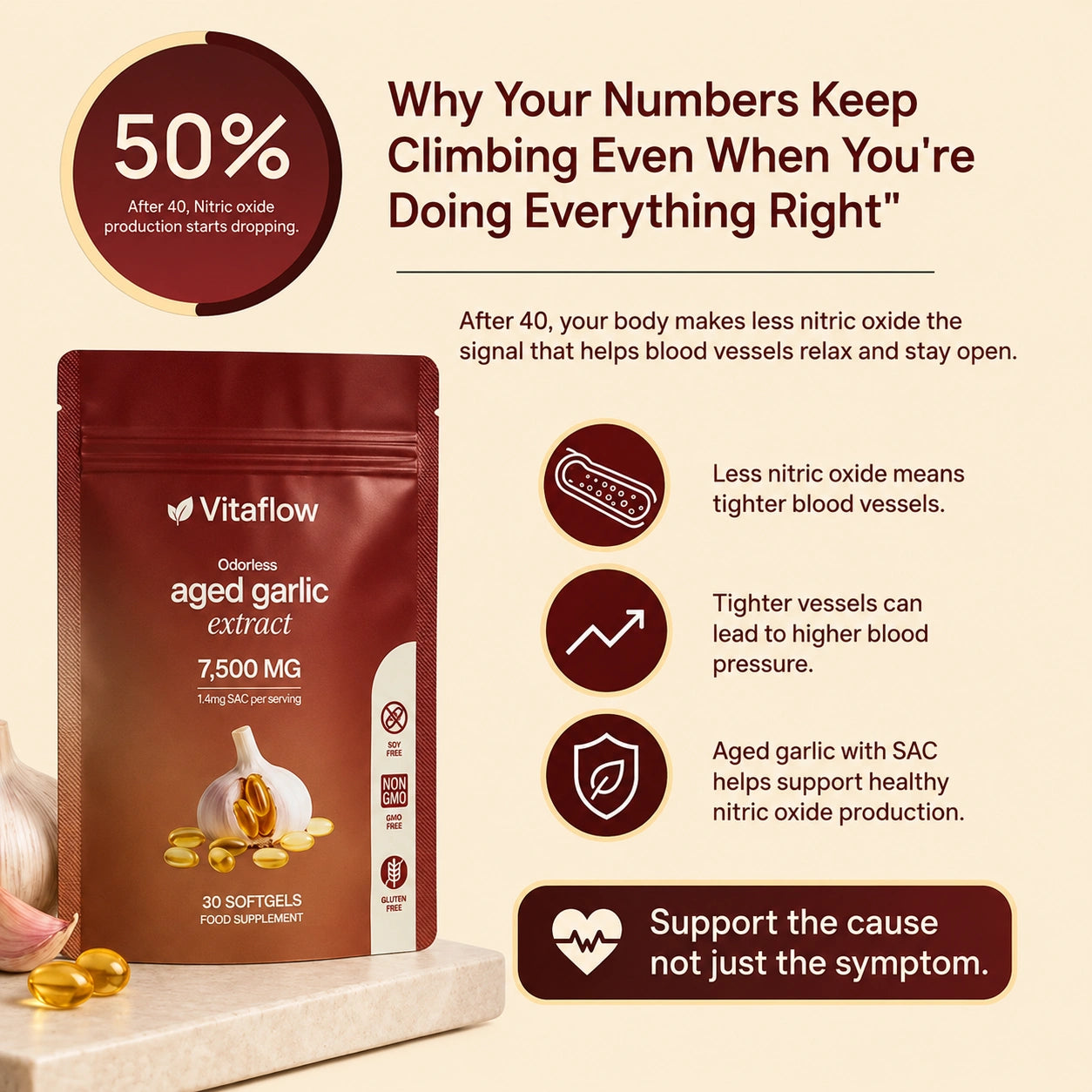 VitaFlow 24-Month Aged Garlic Extract — Supports Blood Flow & Performance